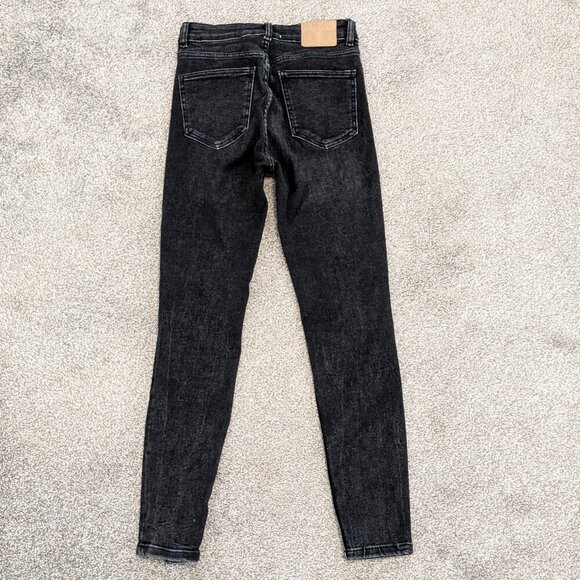 ZARA Black Denim Mid-Rise Stretch Skinny Jeans; Size 4 - Picture 2 of 3